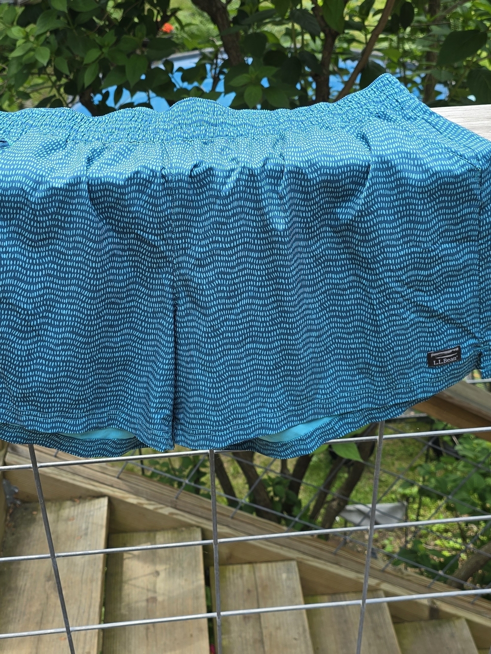 L.L.Bean Teal Patterned Athletic Shorts